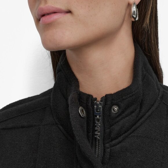 NWT DKNY Women's Quilted Zip-Front Stand-Collar Jacket Black - Picture 3 of 3